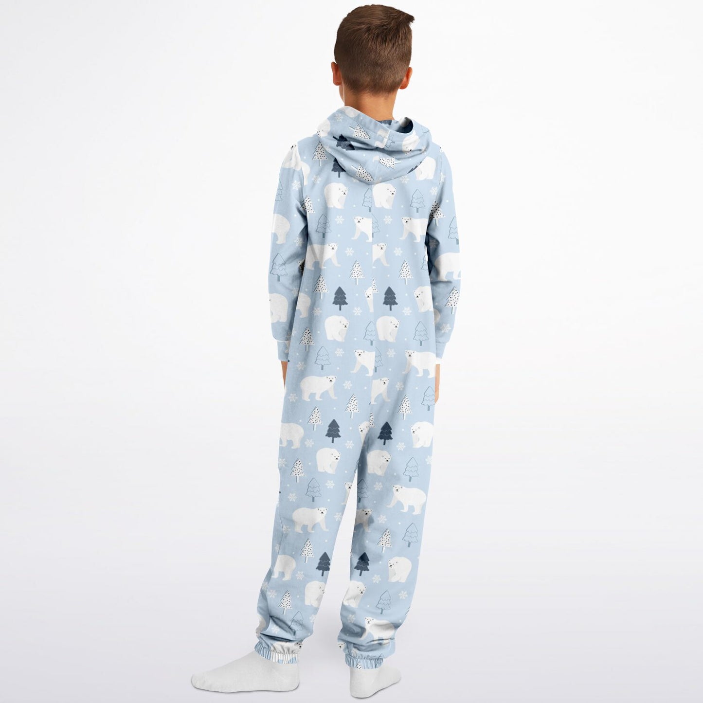 Polar Bears Winter Teens Onesie: Boys & Girls Union Suit Athletic Blue & White Jumpsuit - HolidayShoppingFinds