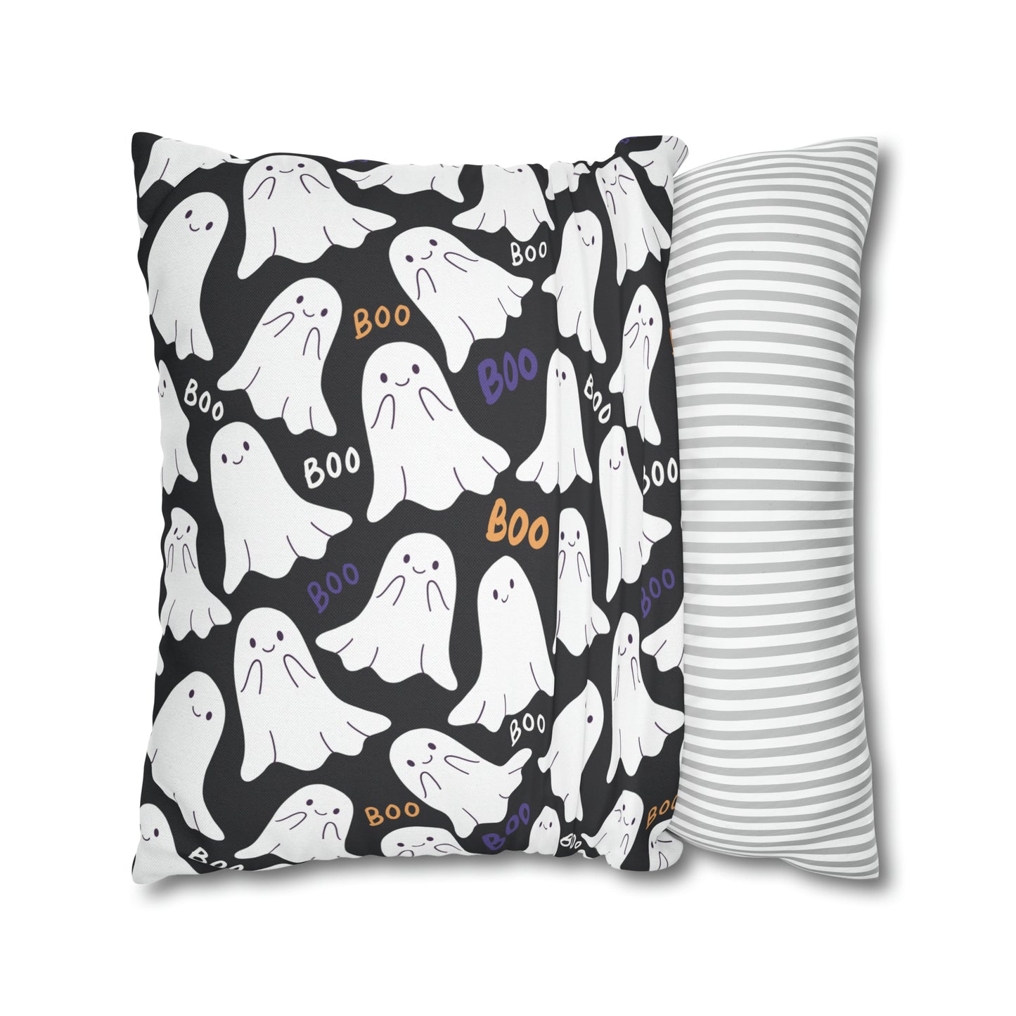 BOO Ghost Decorative Pillowcase Halloween Ghost Spooky Sofa Pillow B&W - HolidayShoppingFinds