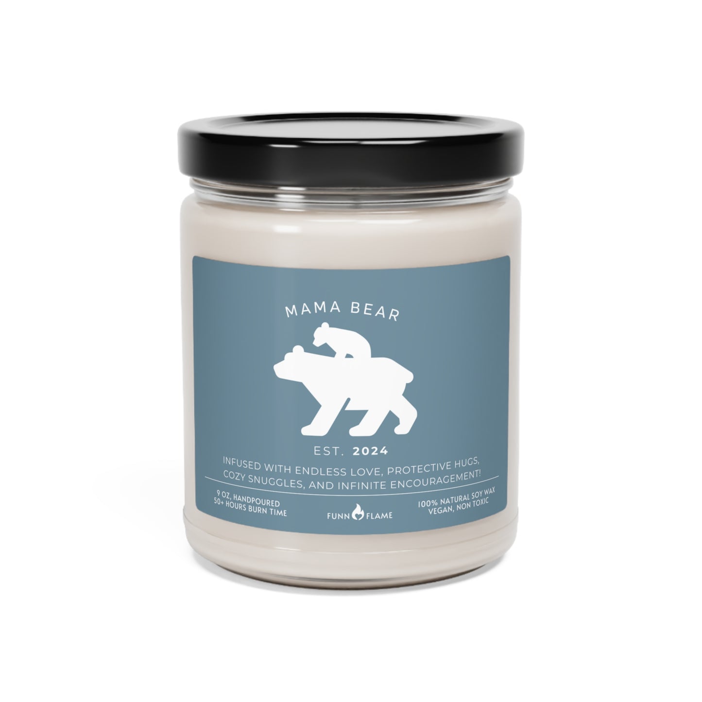 Mama Bear Candle, Personalized Gift For Mom, Scented Candle Blue, 100% Vegan Soy Wax Candle Eco-Friendly Long-Lasting Candle Christmas Warmth 9oz - HolidayShoppingFinds