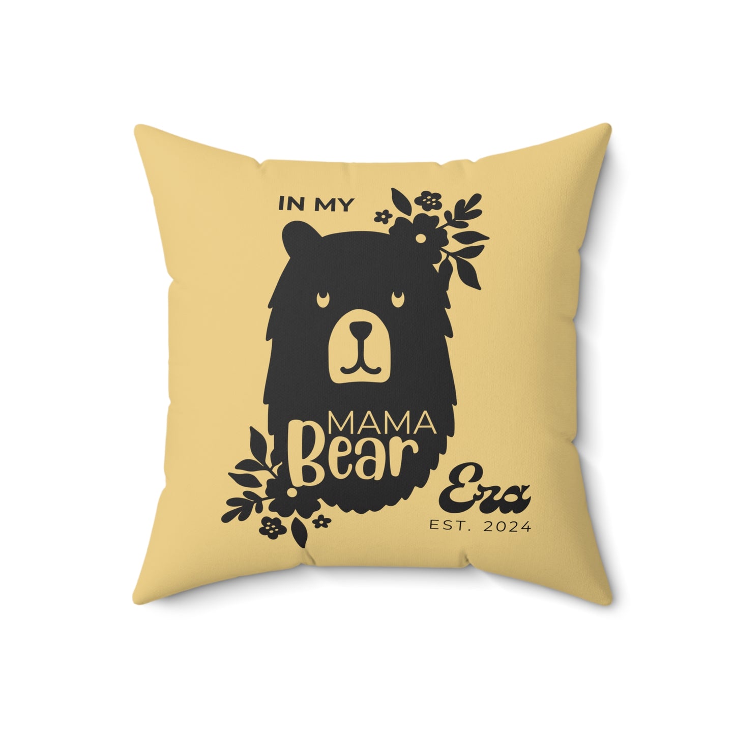 Personalized In My Mama Bear Era Pillow with Insert Buttery Yellow Gift For Mom 18" × 18" - HolidayShoppingFinds
