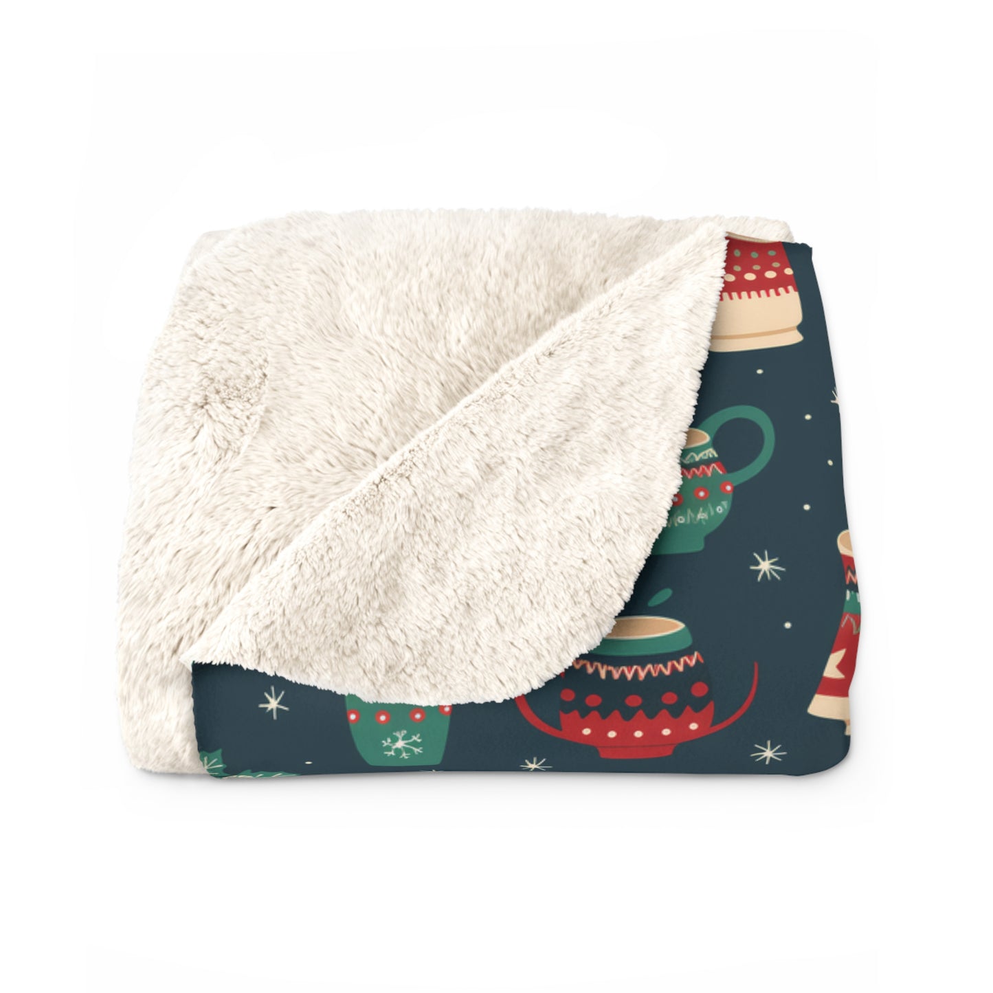 Hot Chocolate Blanket Warm Sherpa Winter Blue Blanket, Christmast Gift - HolidayShoppingFinds