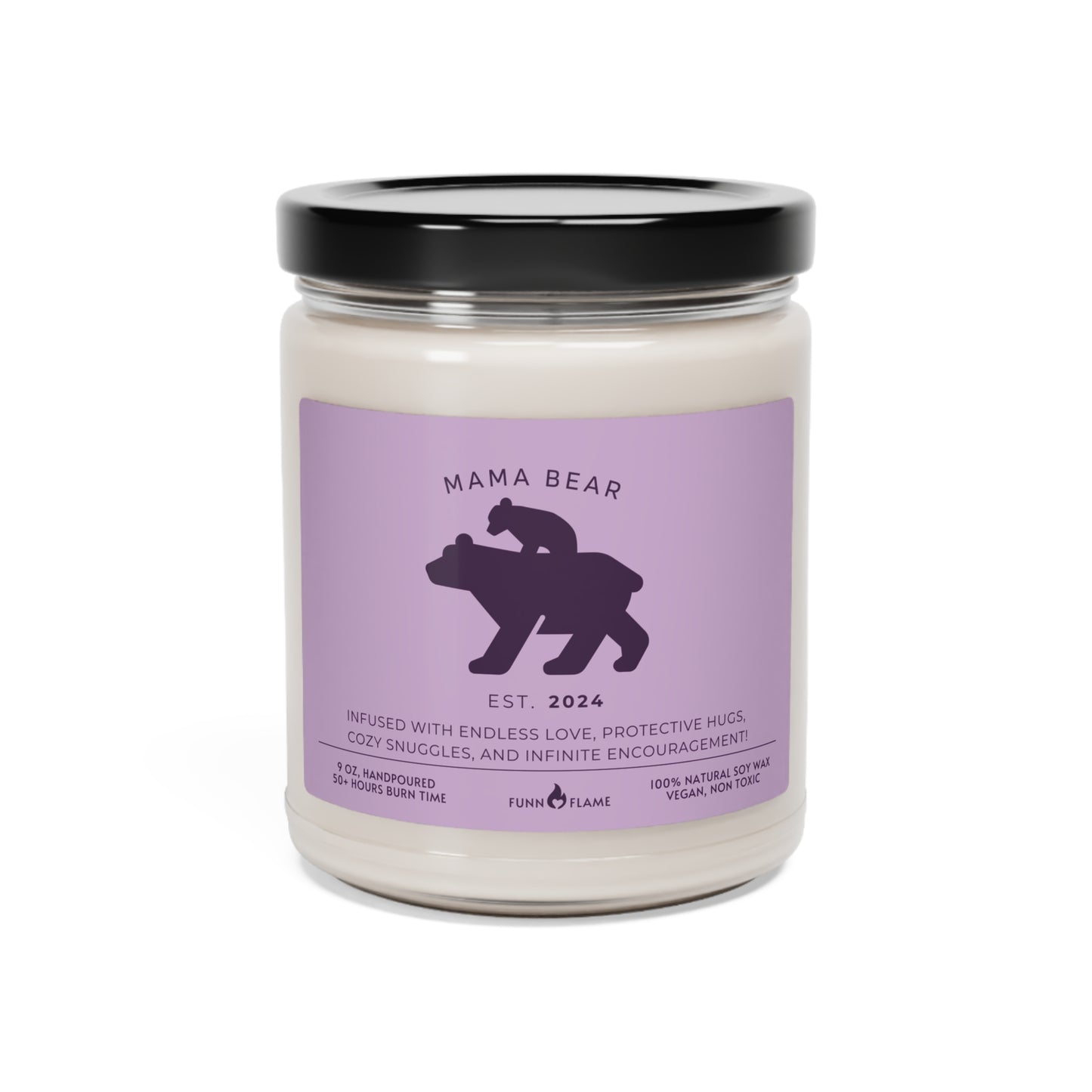 Mama Bear Candle, Personalized Gift For Mom, Scented Candle Lavender, 100% Vegan Soy Wax Candle Eco-Friendly Long-Lasting Candle Apple Harvest 9oz - HolidayShoppingFinds