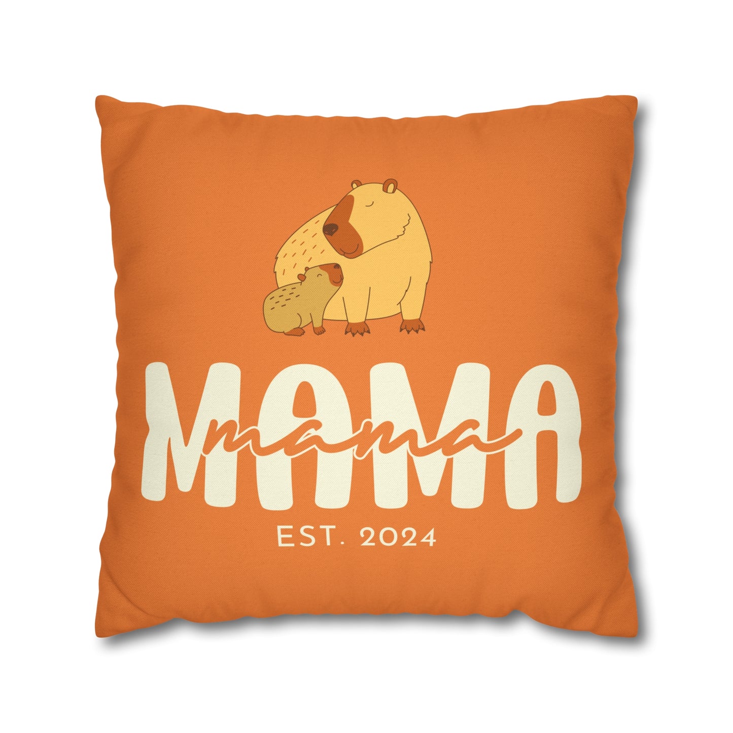 Personalized Mama Capybara Pillowcase Orange, Gift For Mom - HolidayShoppingFinds