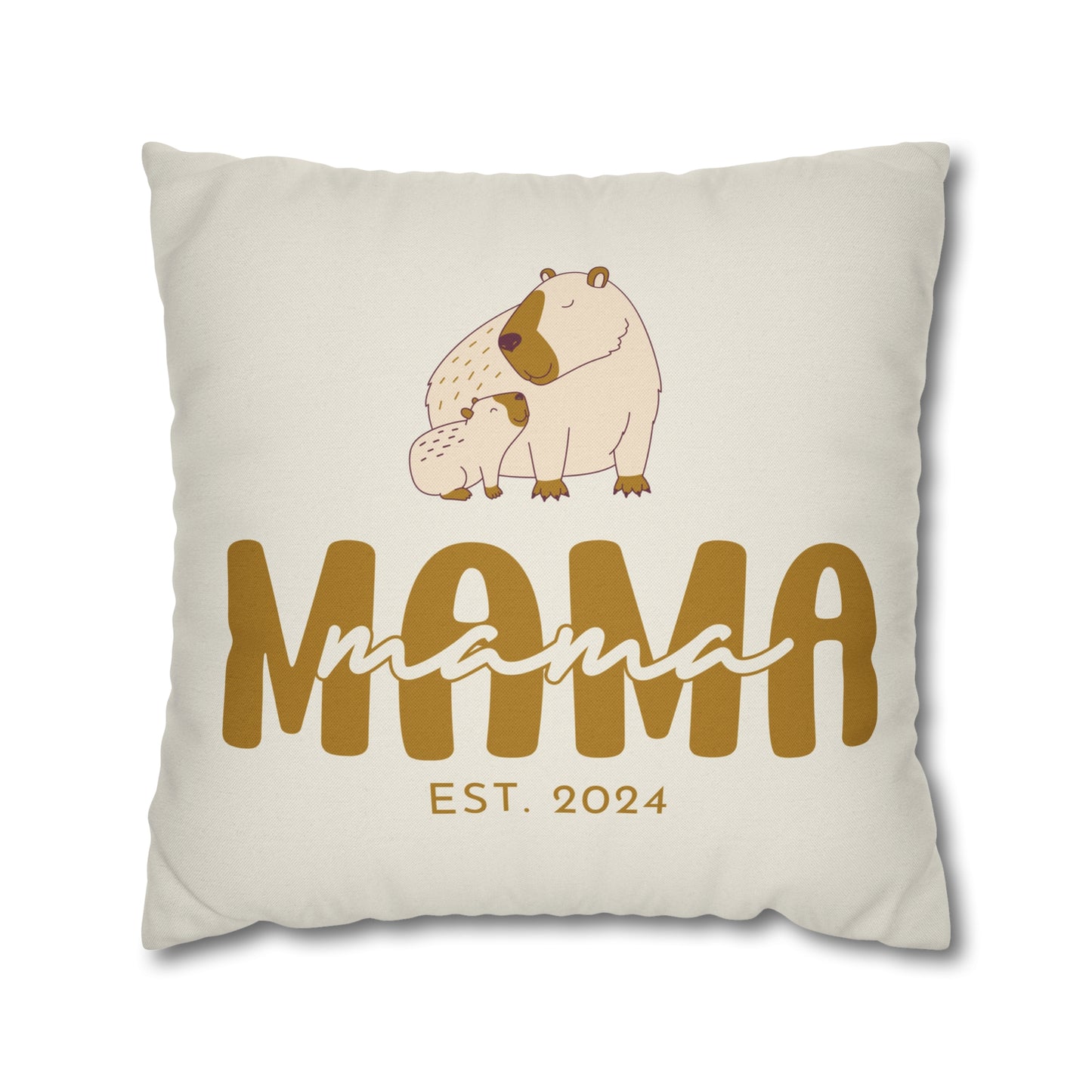Personalized Mama Capybara Pillowcase Beige, Gift For Mom - HolidayShoppingFinds