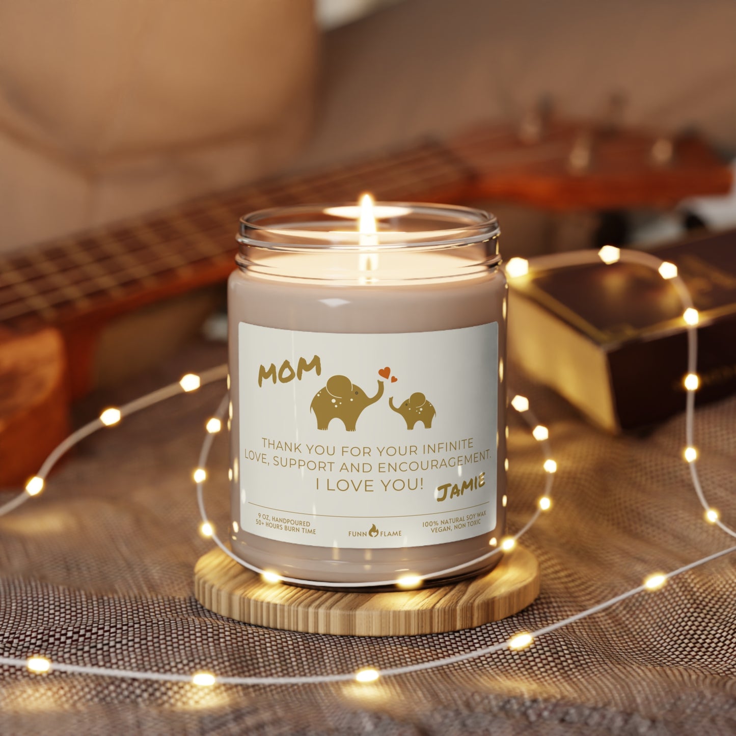 Personalized Mom Candle, Elephant Candle, Custom Gift for Mom (Khaki), Nursery Candle, New Mom, Birthday Baby Shower Mothers Day Gift 100% Vegan - HolidayShoppingFinds