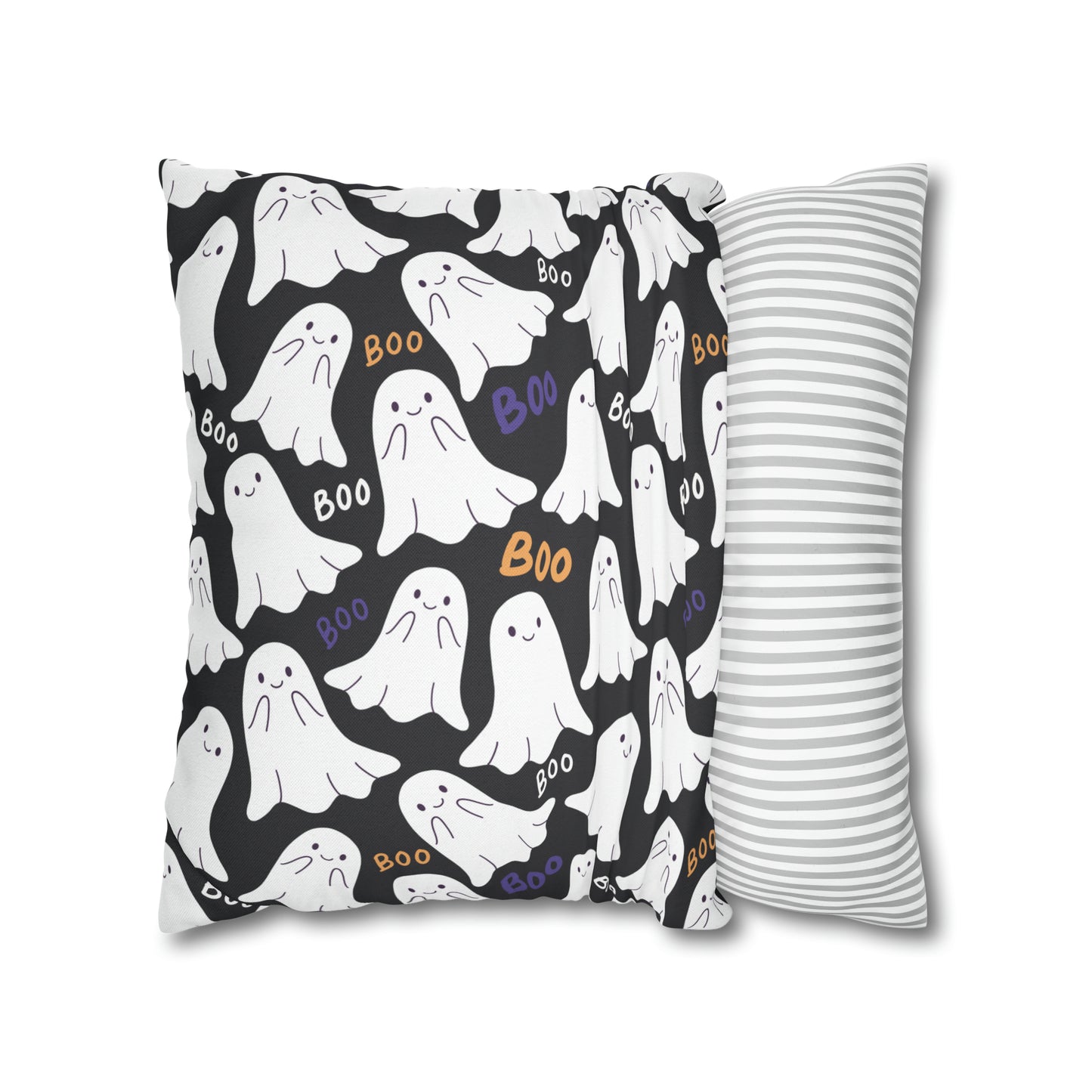BOO Ghost Decorative Pillowcase Halloween Ghost Spooky Sofa Pillow B&W - HolidayShoppingFinds