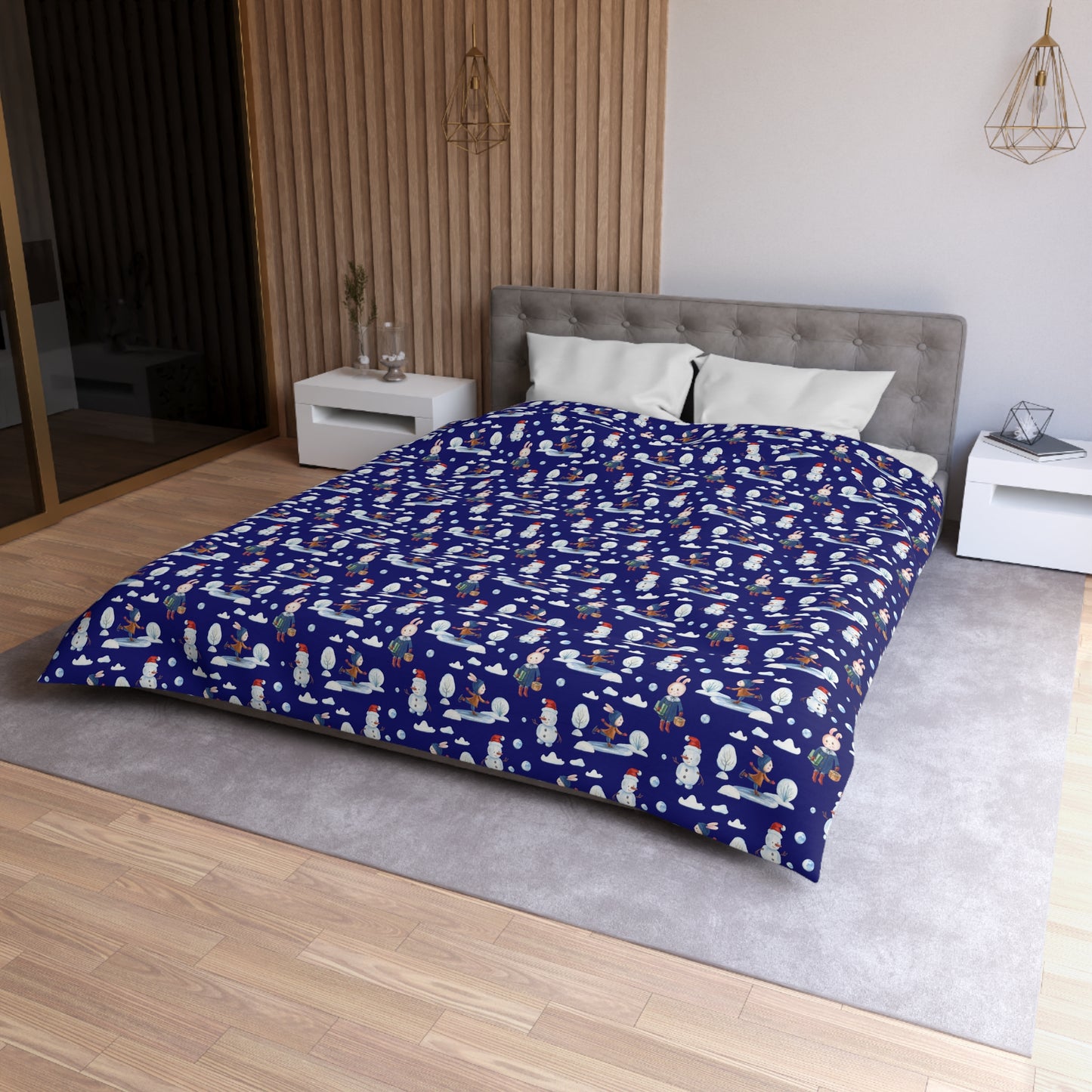 Snowman Duvet Covet, Holiday Duvet, Winter Blue Duvet Twin/TwinXL/Queen/King Duvet - HolidayShoppingFinds