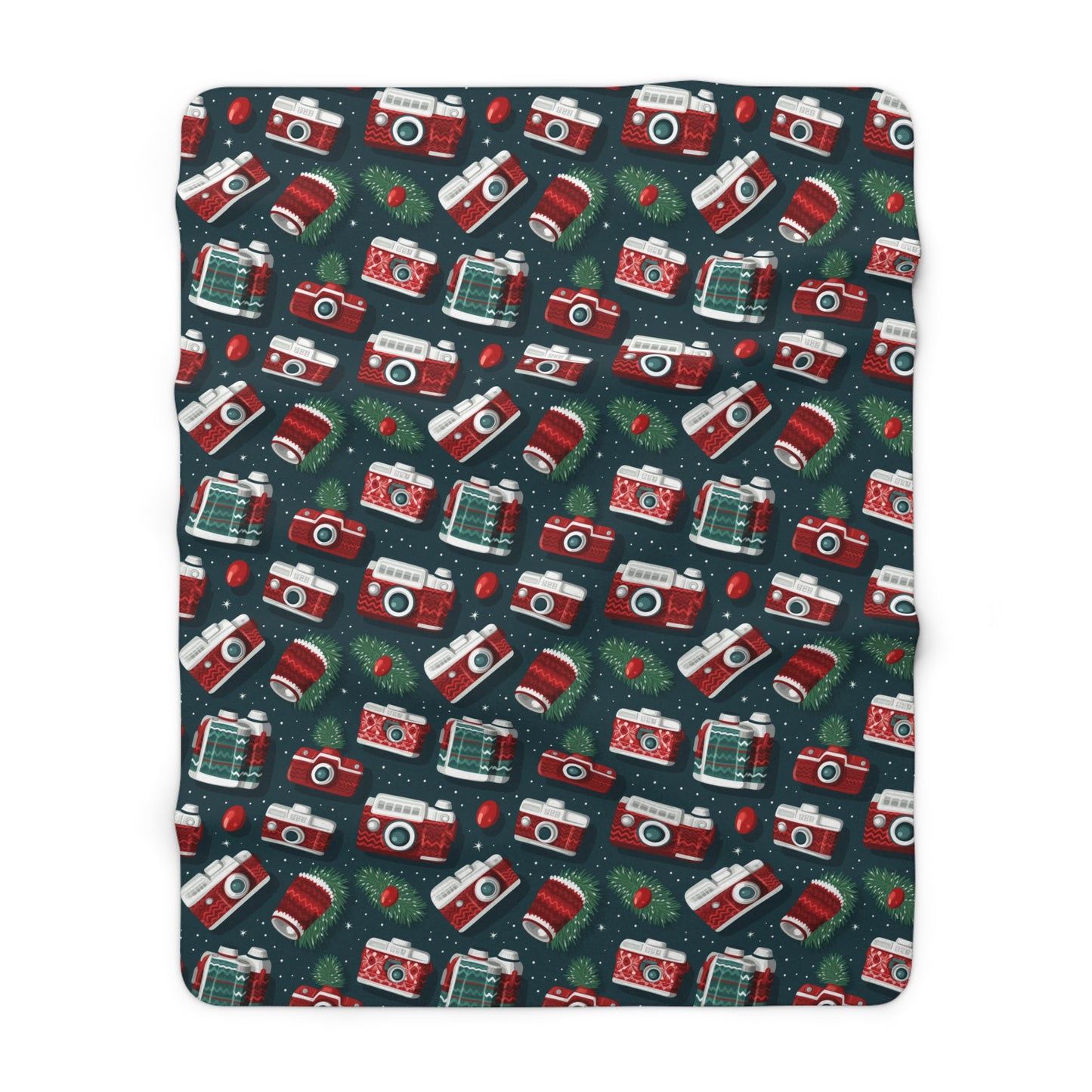 Vintage Cameras Sherpa Blanket, Retro Green Throw Blanket, Photography Lover Photographer Gift - HolidayShoppingFinds