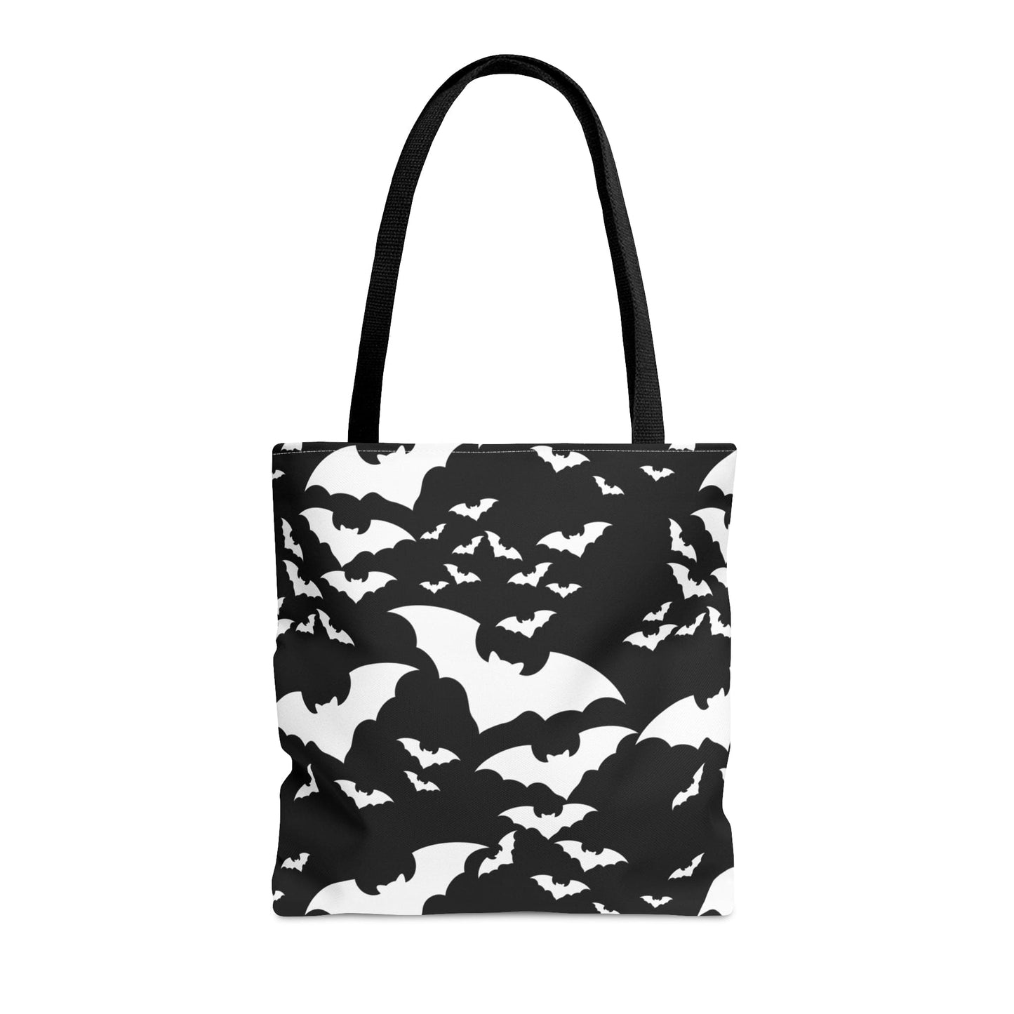 Spooky Bats Black Tote Bag, Halloween Gothic Handbag, Trick or Treat Bag, B&W Bag - HolidayShoppingFinds