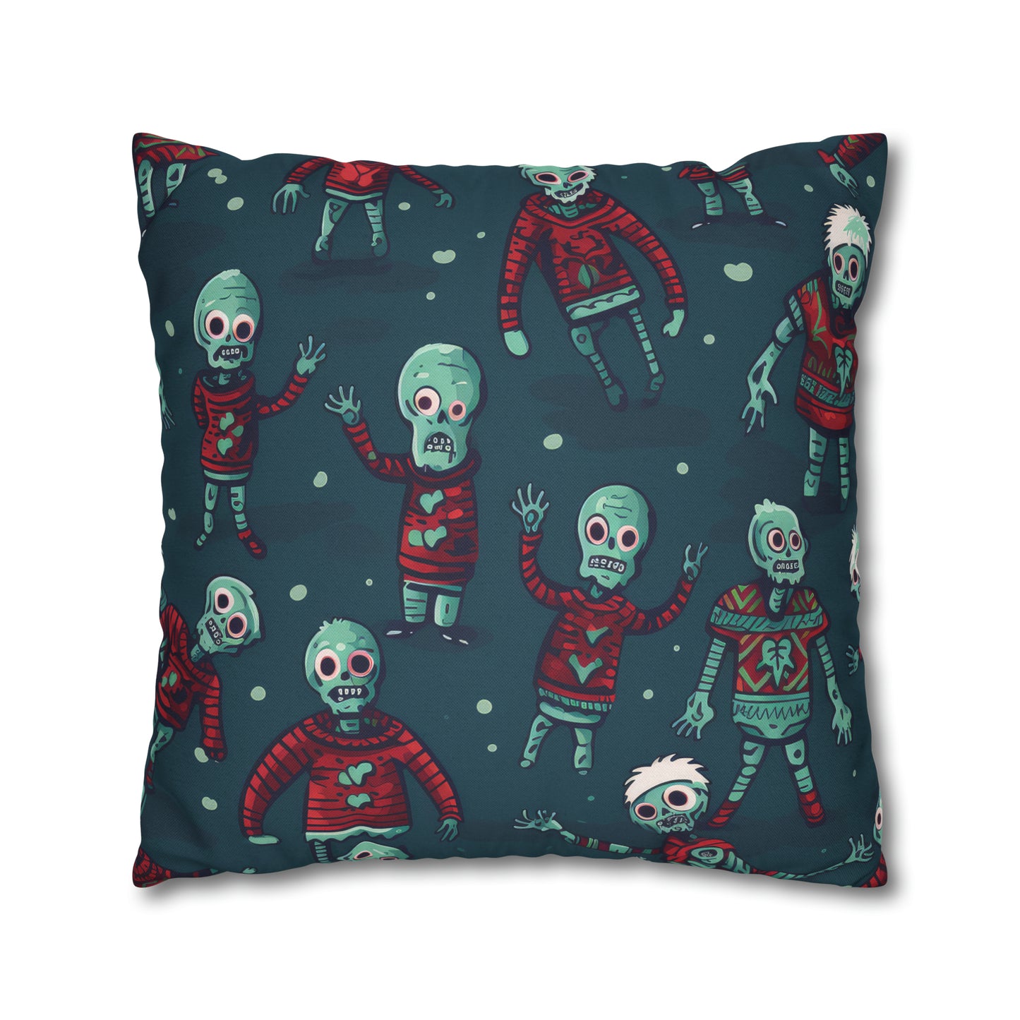 Zombie Decorative Pillowcase, Zombie Home Decor Pillow Cover Teal, Square 2-Sided Pillow - HolidayShoppingFinds
