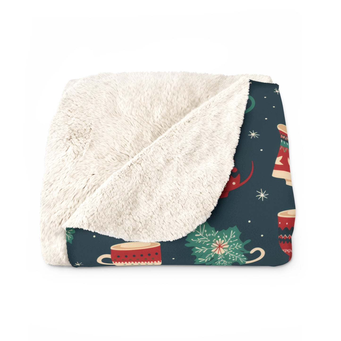 Hot Chocolate Blanket Warm Sherpa Winter Blue Blanket, Christmast Gift - HolidayShoppingFinds