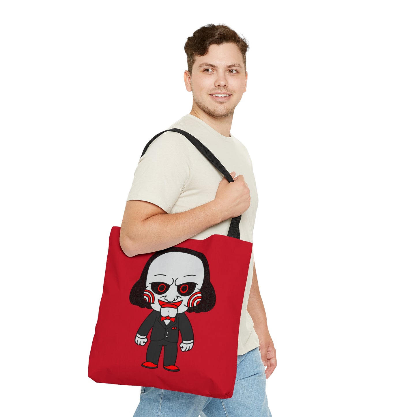 Saw Jigsaw Tote Bag, Halloween Horror Movie Fan Red Bag, Choose Wisely, Trick ot Treat Bag - HolidayShoppingFinds