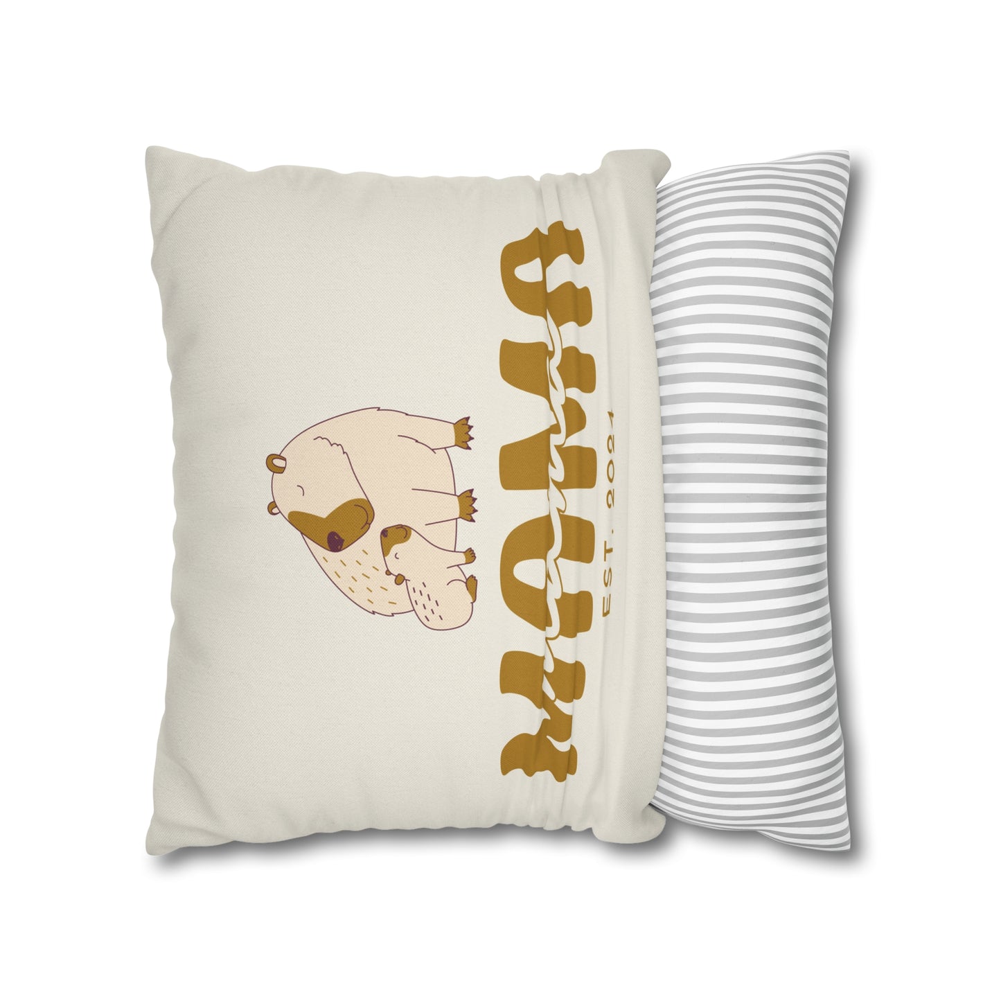 Personalized Mama Capybara Pillowcase Beige, Gift For Mom - HolidayShoppingFinds