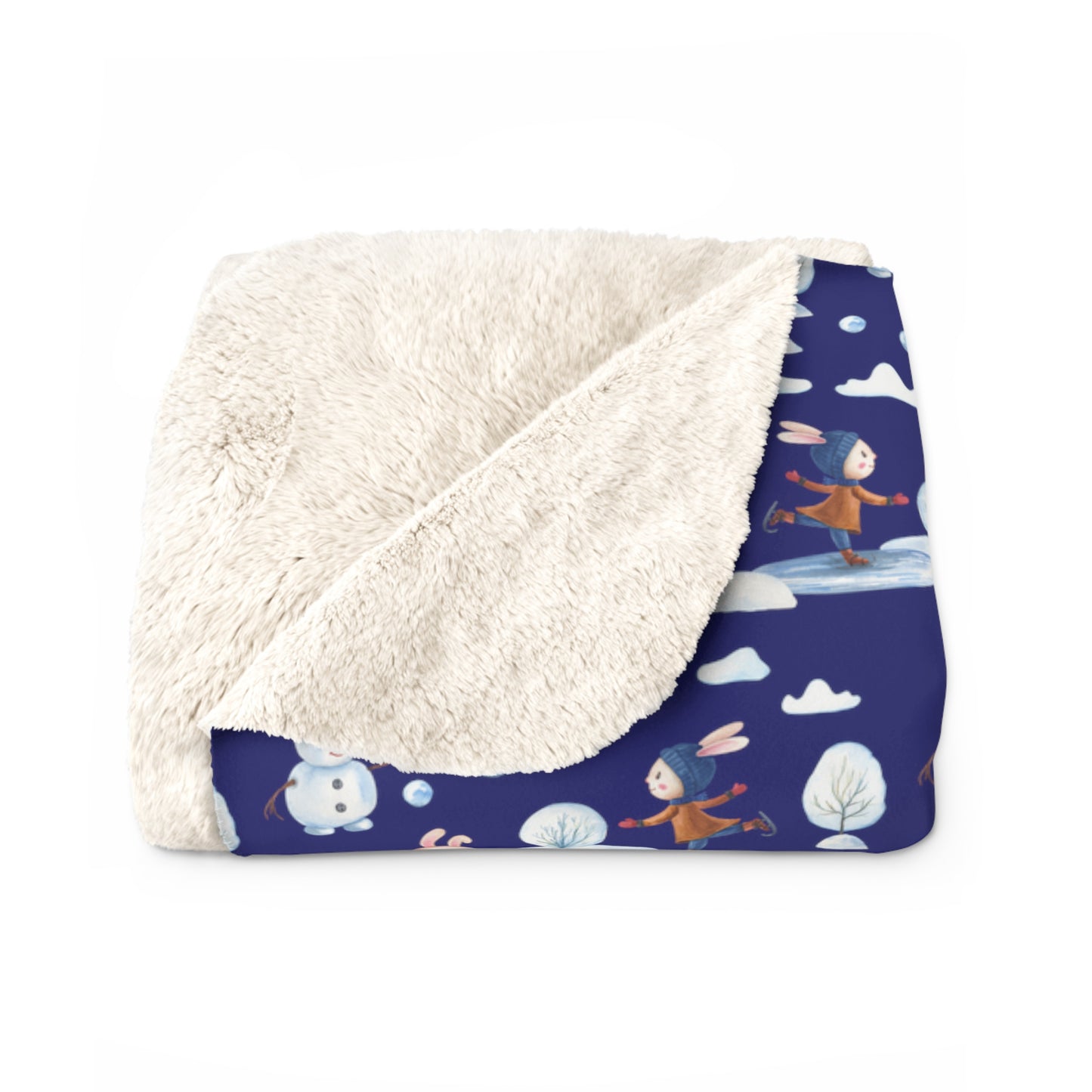 Snowman Sherpa Blanket Holiday Decor Throw Blanket Winter Blue Blanket - HolidayShoppingFinds
