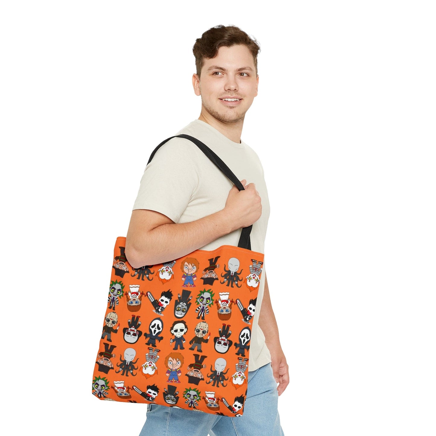 Halloween Killers Tote Bag, Horror Movie Villains Handbag, Horror Movie Fan Gift, Trick or Treat Orange Bag - HolidayShoppingFinds