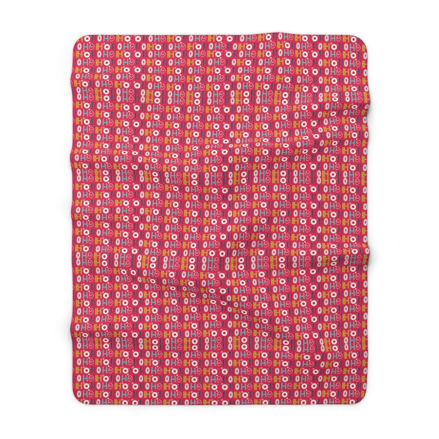 Ho Ho Holiday Patterned Red Sherpa Fleece Blanket, Cozy Throw Blanket, Holiday Gift - HolidayShoppingFinds