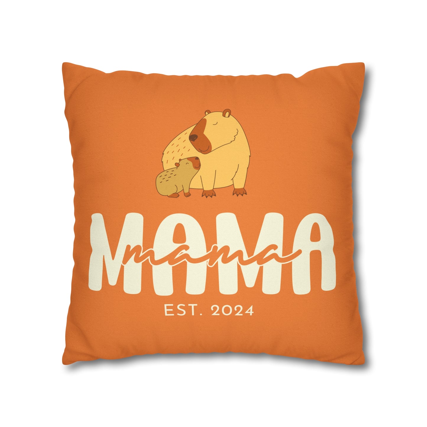 Personalized Mama Capybara Pillowcase Orange, Gift For Mom - HolidayShoppingFinds