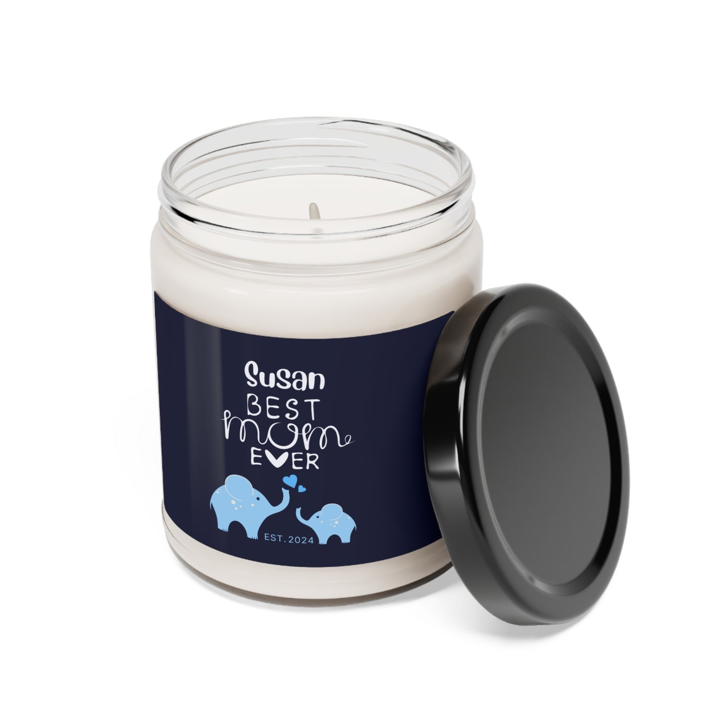 Best Mom Ever Candle, Custom Gift for Mother Mom & Baby Elephants Blue, 100% Vegan Soy Wax Scented Candle, Eco-Friendly - HolidayShoppingFinds