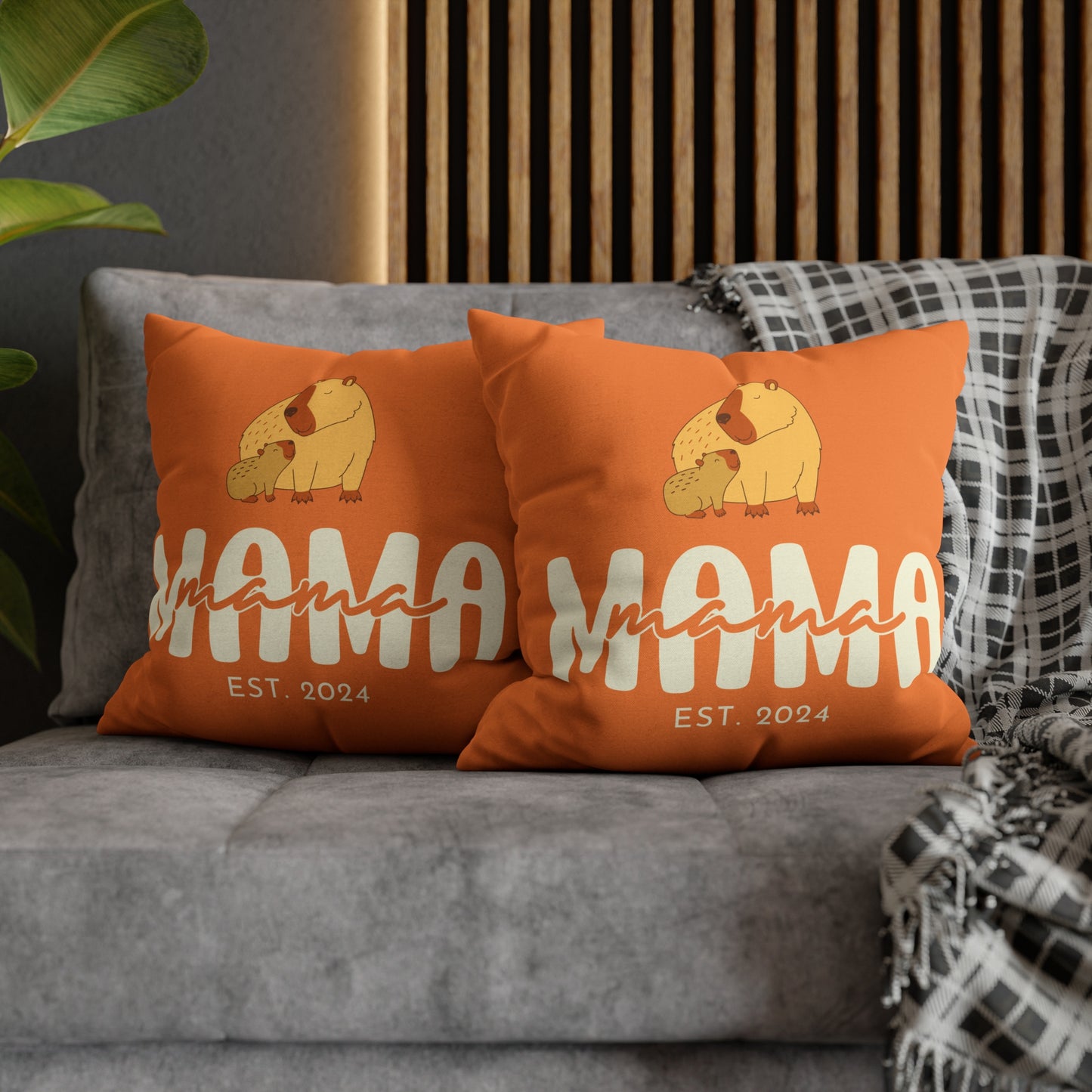 Personalized Mama Capybara Pillowcase Orange, Gift For Mom - HolidayShoppingFinds