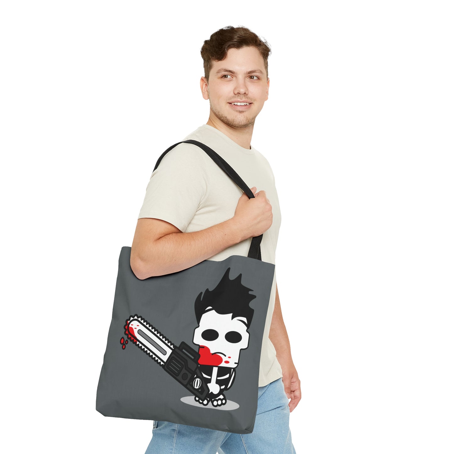 Leatherface Tote Bag, Texas Chainsaw Massacre Handbag, Halloween Trick or Treat Gray Bag - HolidayShoppingFinds