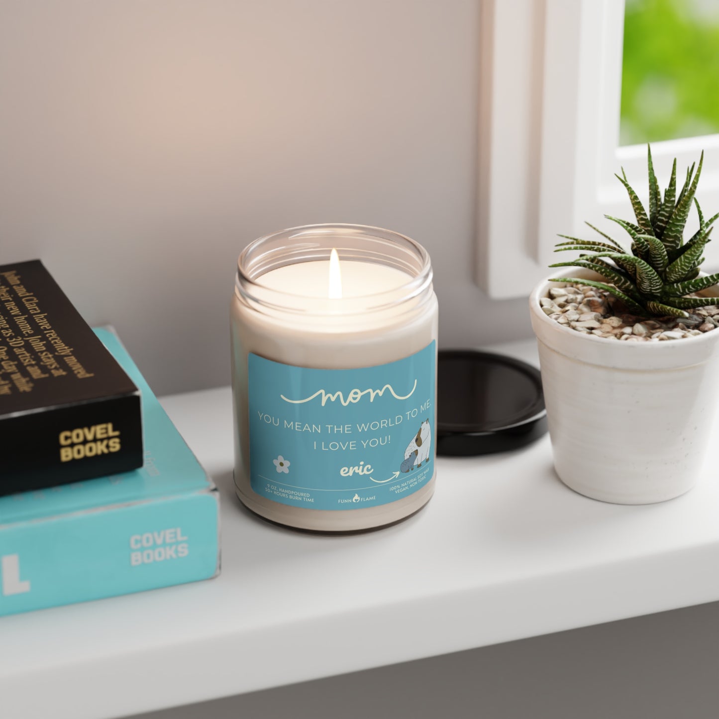 Personalized Mom Capybara Candle, Mother's Day Gift, Birthday, Blue, 100% Vegan Soy Wax Scented Candle, Eco-Friendly - HolidayShoppingFinds