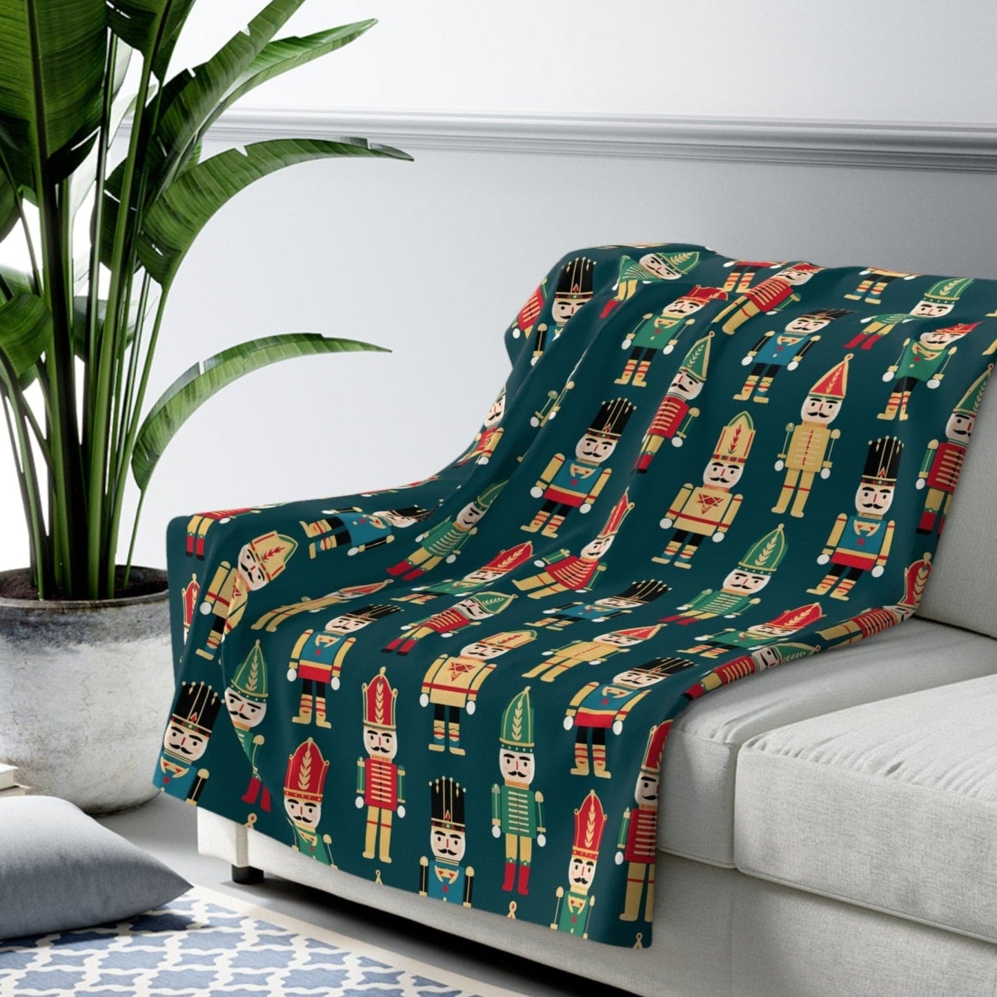 Christmas Nutcracker Sherpa Blanket - Festive Winter Throw Design 50" × 60" - HolidayShoppingFinds