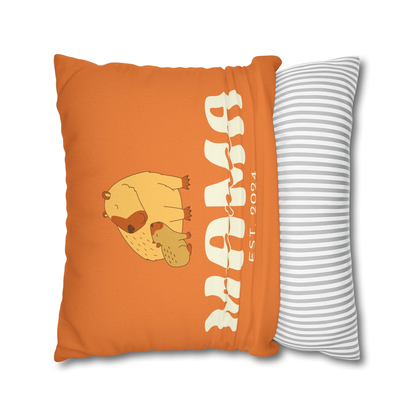 Personalized Mama Capybara Pillowcase Orange, Gift For Mom - HolidayShoppingFinds