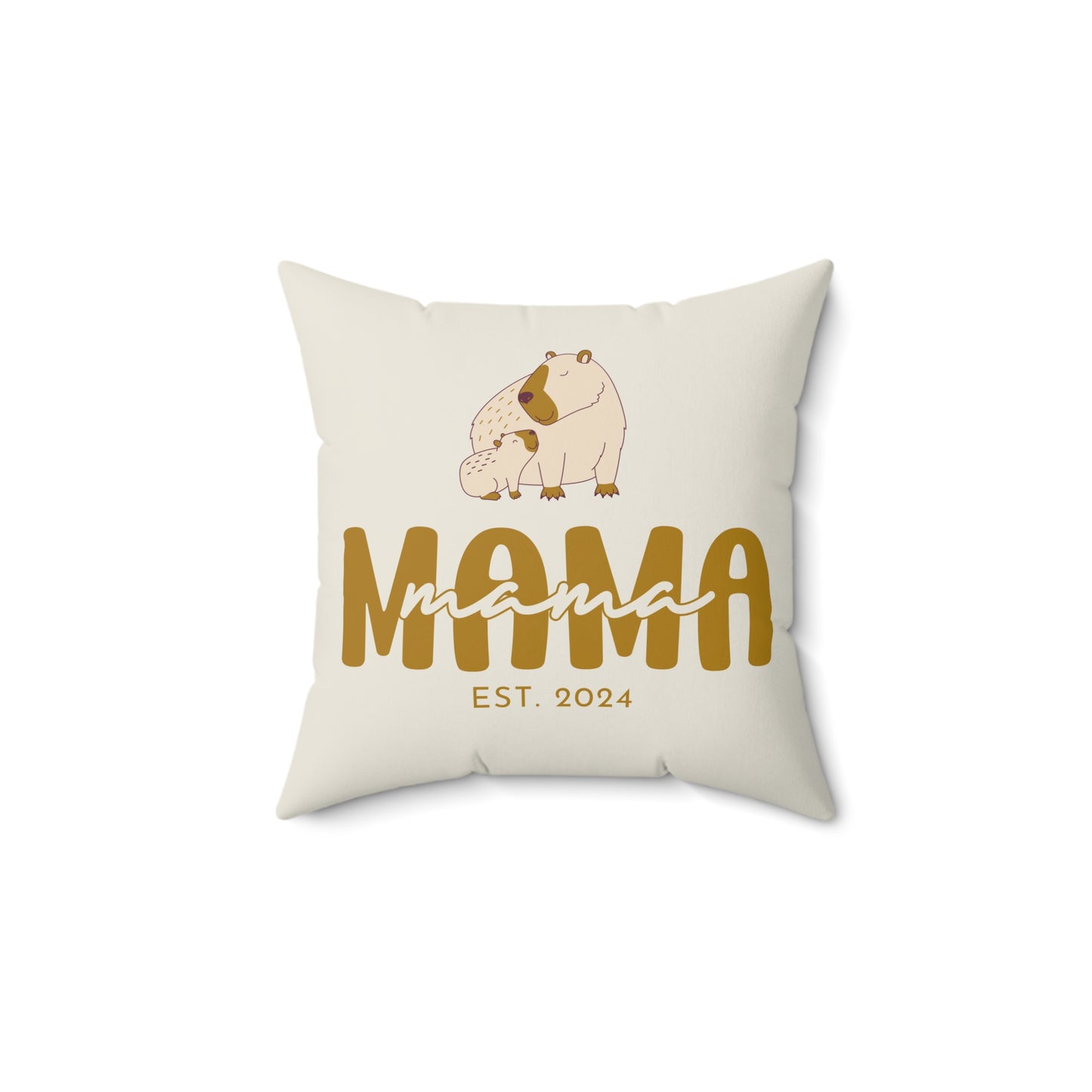 Personalized Mama Capybara Pillow Beige, Gift For Mom, Custom Pillow with insert - HolidayShoppingFinds