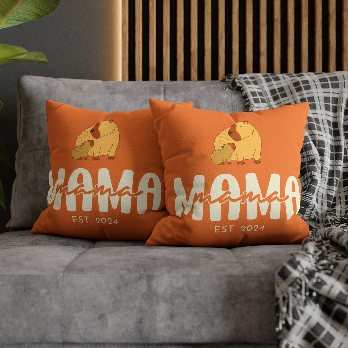 Personalized Mama Capybara Pillowcase Orange, Gift For Mom - HolidayShoppingFinds