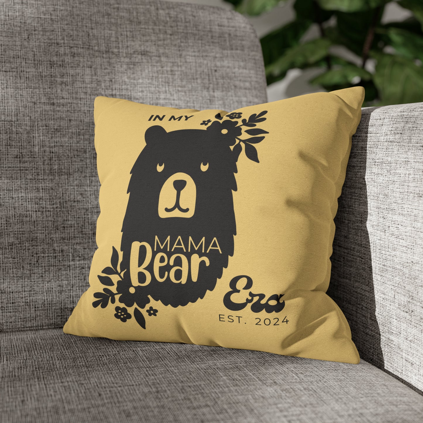 Personalized In My Mama Bear Era Pillowcase Buttery Yellow, Gift For Mom 14" × 14" - HolidayShoppingFinds