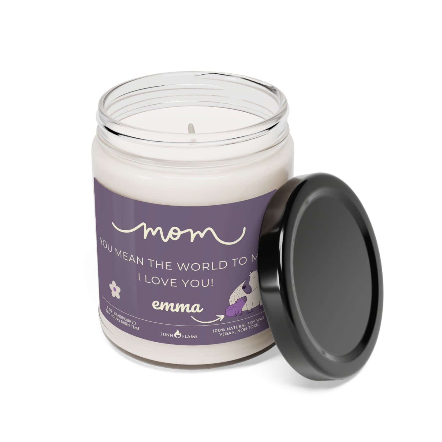 Personalized Mom Capybara Candle, Mother's Day Gift, Birthday, Purple, 100% Vegan Soy Wax Scented Candle, Eco-Friendly - HolidayShoppingFinds