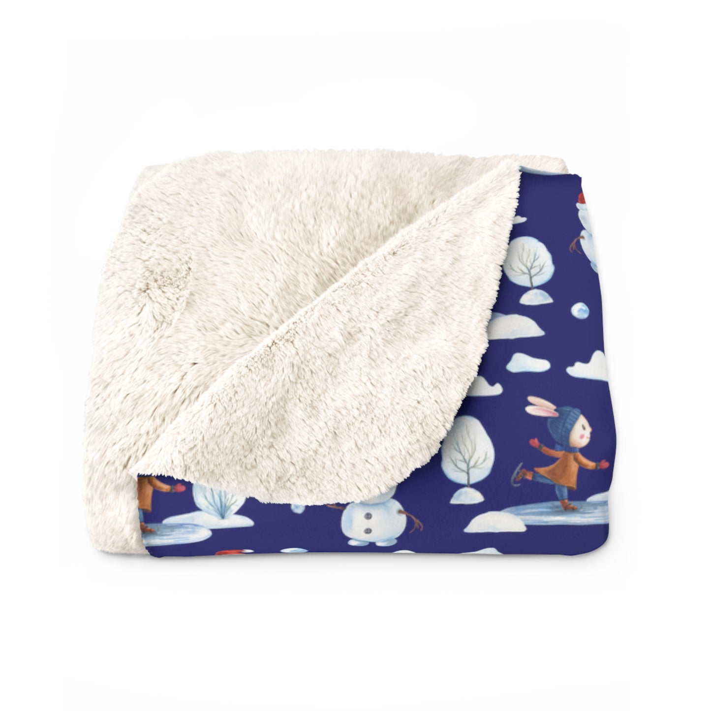 Snowman Sherpa Blanket Holiday Decor Throw Blanket Winter Blue Blanket - HolidayShoppingFinds