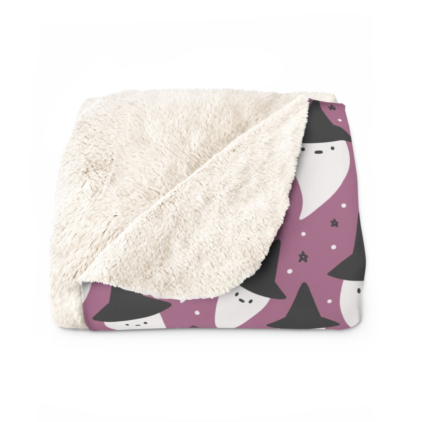 Purple Ghost Sherpa Fleece Blanket, Halloween Throw Blanket, Ghosts - HolidayShoppingFinds