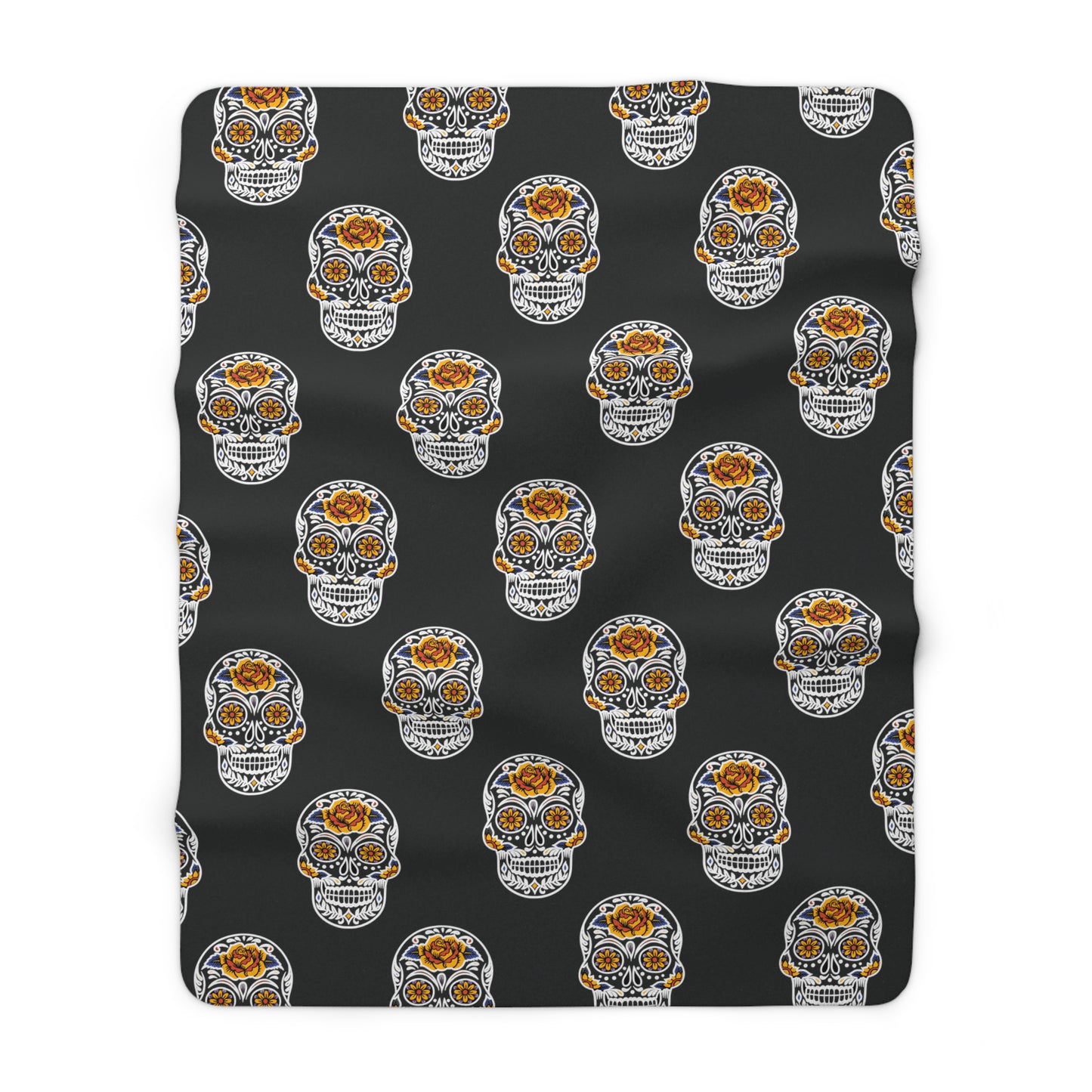 Sugar Skull Sherpa Blanket, Day of the Dead Blanket, Halloween B&W Throw Blanket - HolidayShoppingFinds