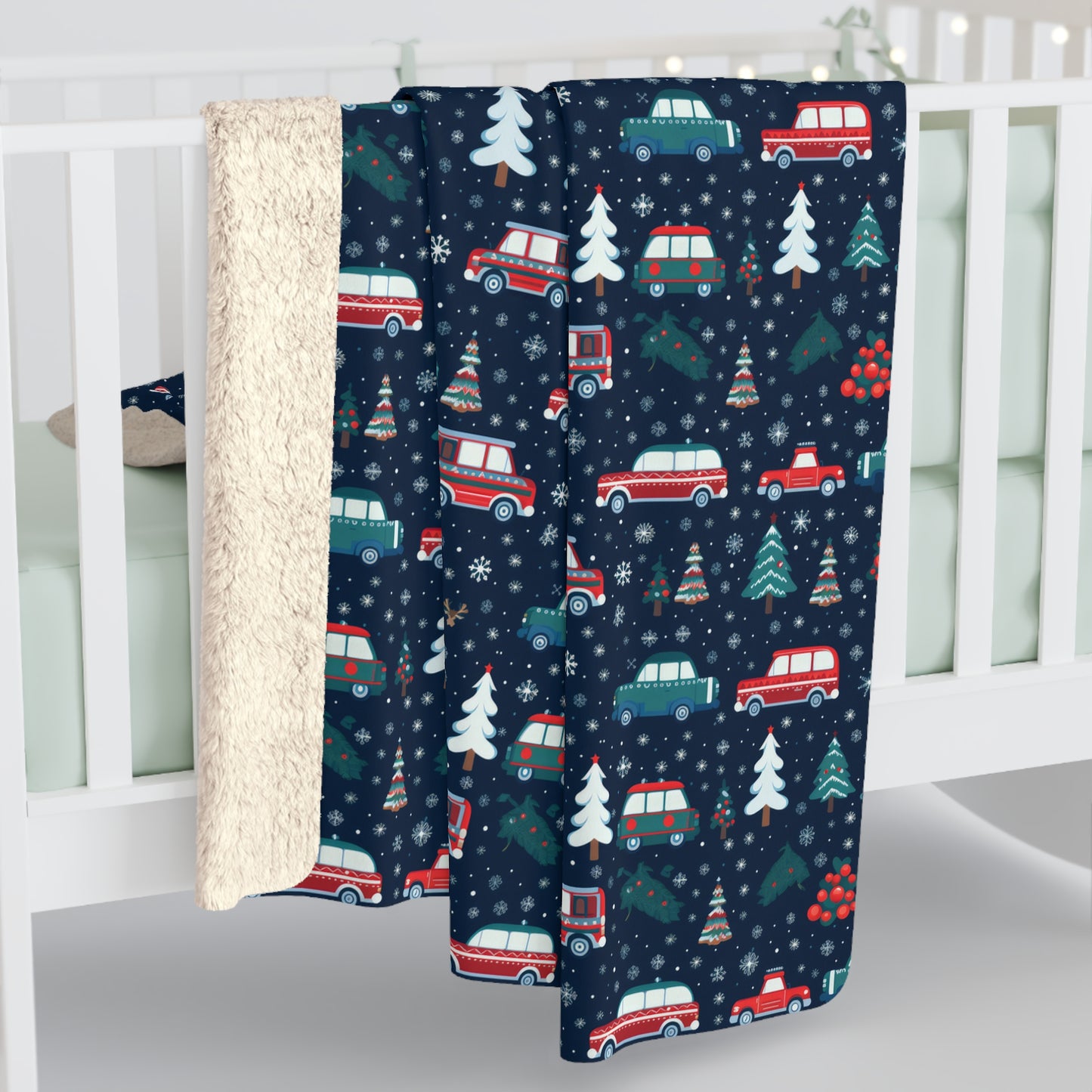 Vanlife Sherpa Blanket, Camping Blanket Throw, Winter Van Blue Blanket - HolidayShoppingFinds