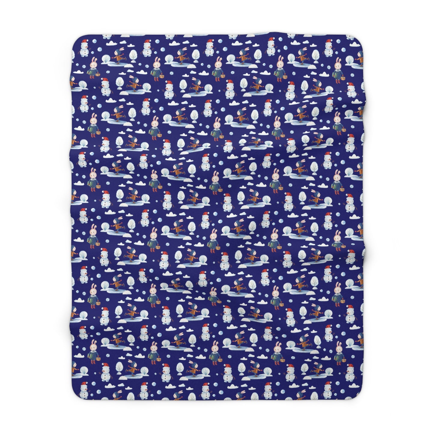Snowman Sherpa Blanket Holiday Decor Throw Blanket Winter Blue Blanket - HolidayShoppingFinds