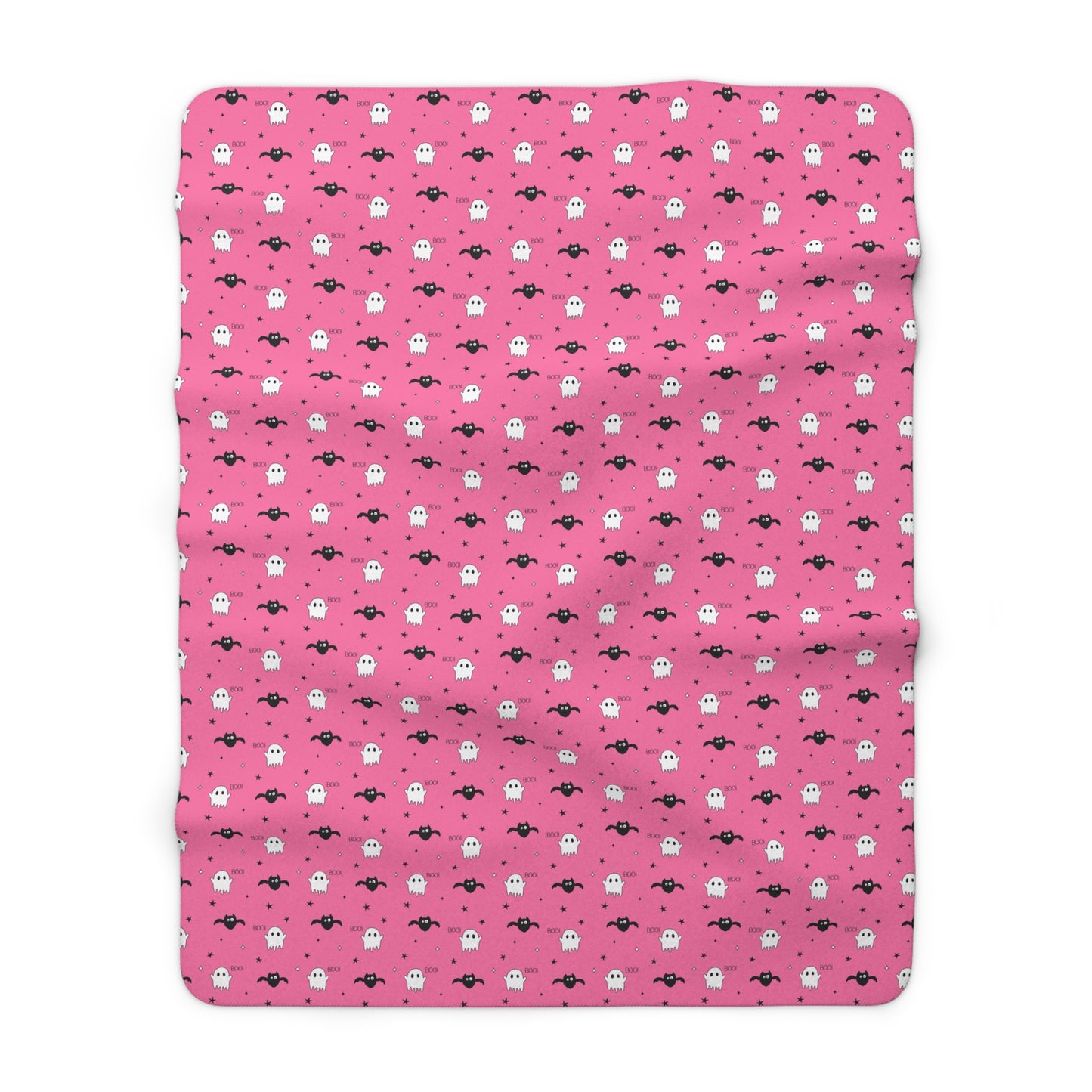 BOO Ghosts & Bats Sherpa Fleece Blanket, Halloween Throw Blanket Pink - HolidayShoppingFinds