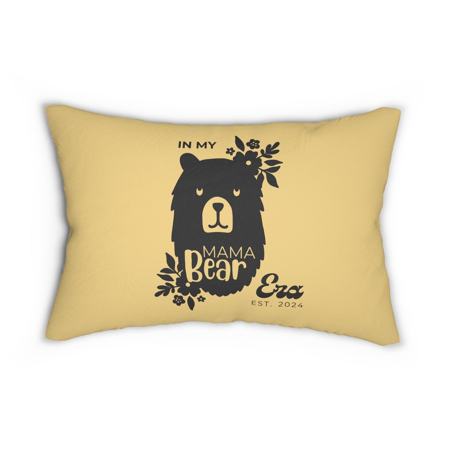 Personalized In My Mama Bear Era Lumbar Pillow Buttery Yellow, Gift for Mom - HolidayShoppingFinds