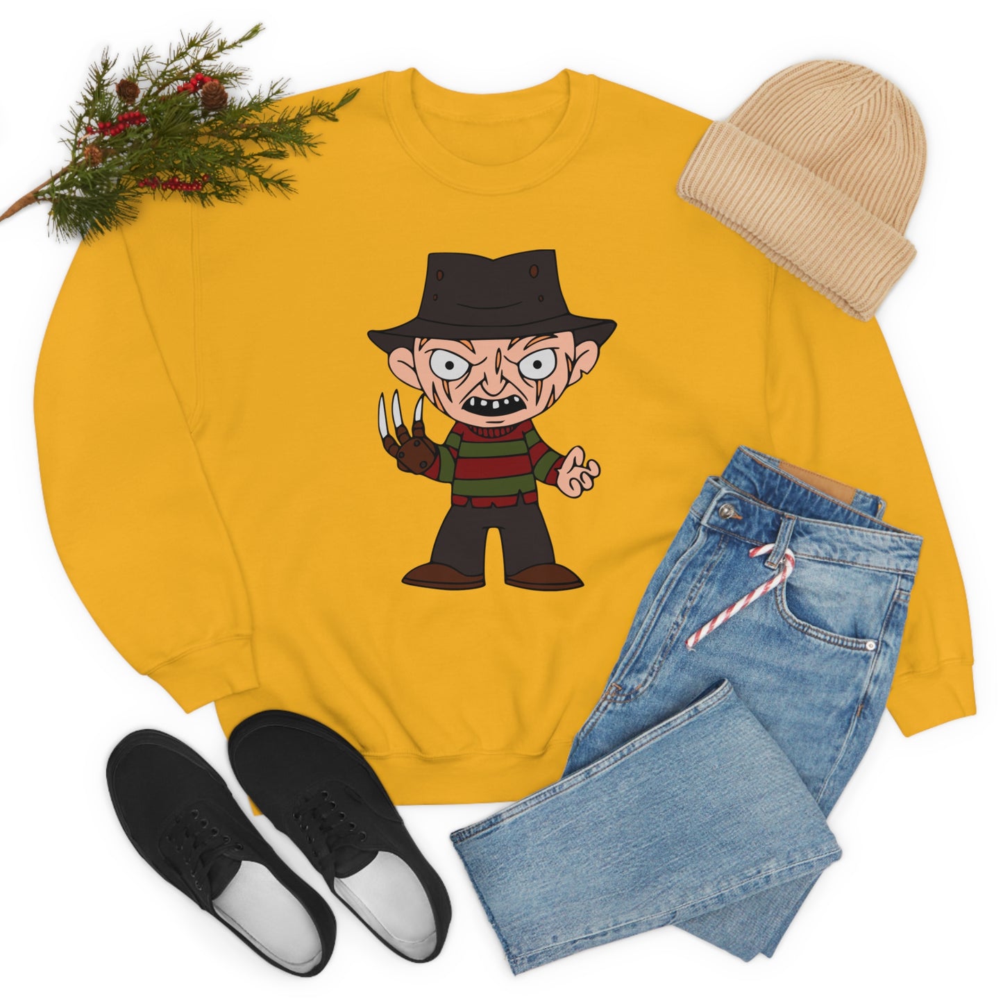 Freddy's "Whatever you do, Don't fall asleep" Halloween Unisex Sweatshirt S-5XL S Gold - HolidayShoppingFinds