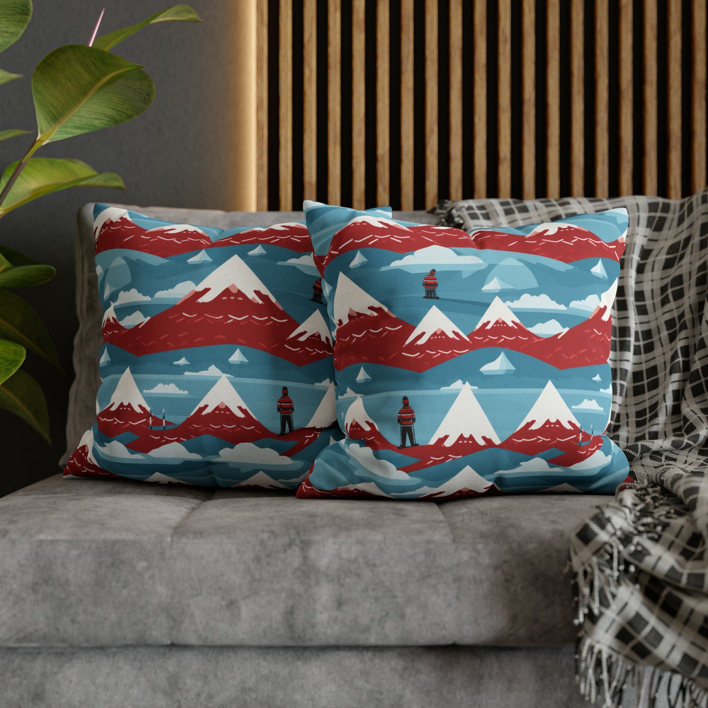 Mountain Snow Caps Pillowcase, Winter Holiday Accent Pillow Case Cover, Holiday Gift - HolidayShoppingFinds