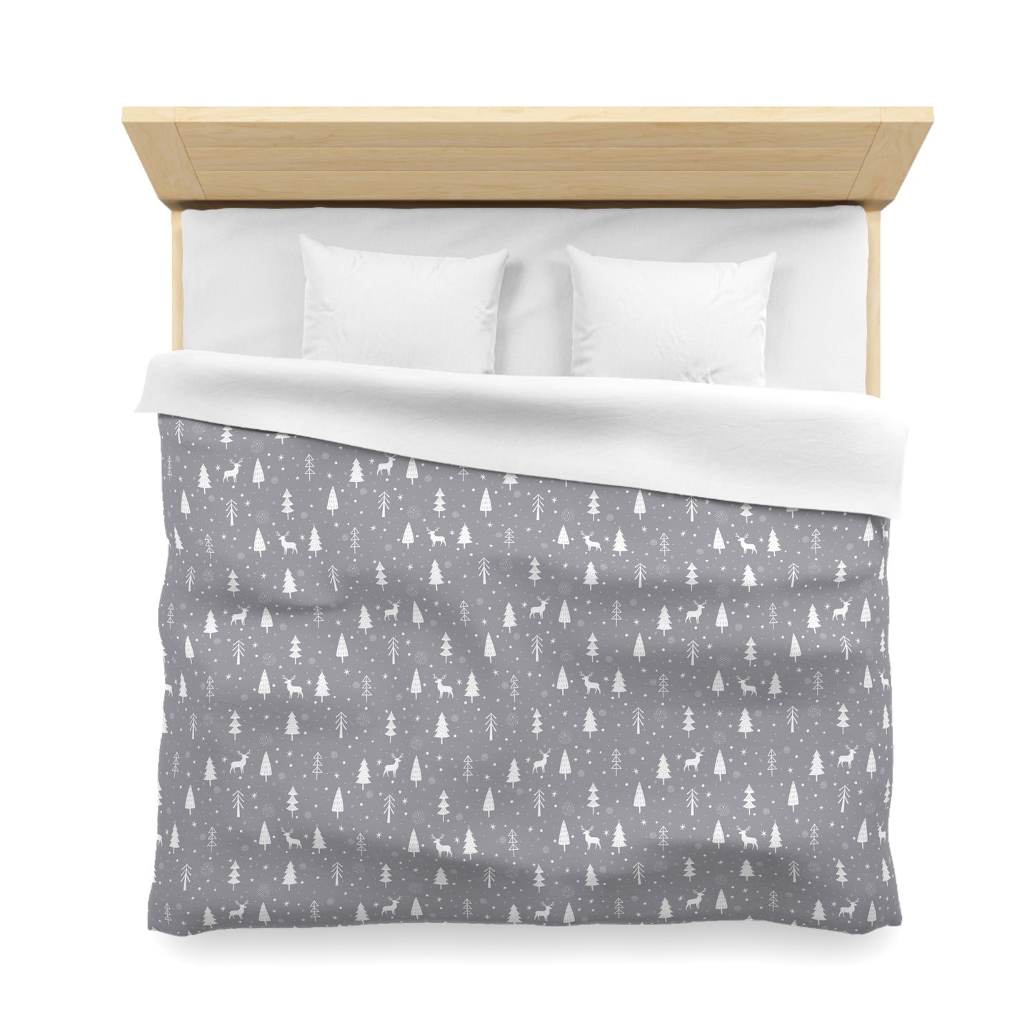 Christmas Duvet Cover, Holiday Reindeer Bedding Winter Wonderland Twin/TwinXL/Queen/King Duvet King White - HolidayShoppingFinds