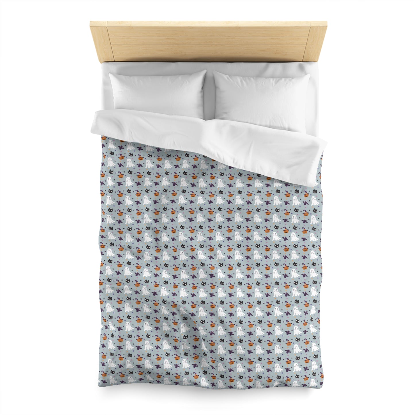 Whimsical Duvet Cover, Halloween Ghost Jack-o'-lantern Bat Duvet Gray, Twin/TwinXL/Queen/King Duvet Twin White - HolidayShoppingFinds