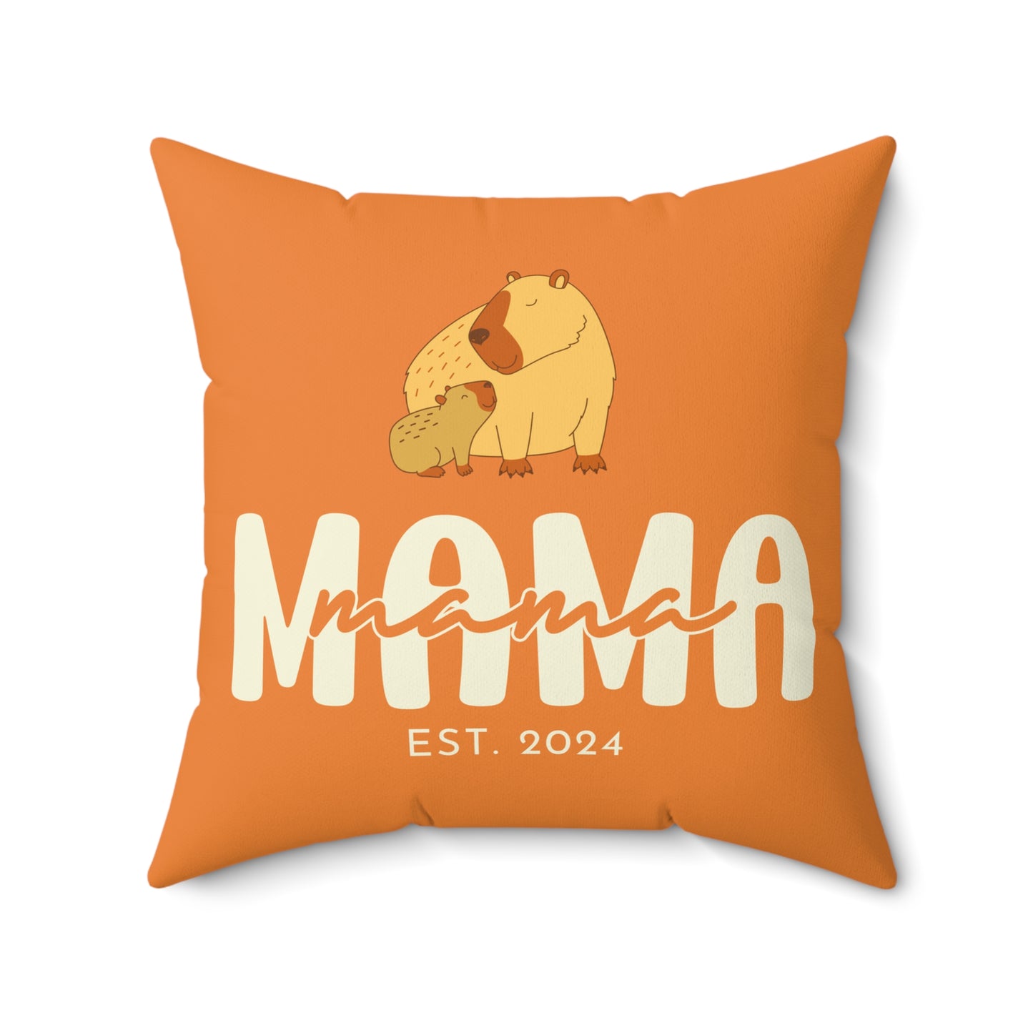 Personalized Mama Capybara Pillow Orange, Gift For Mom, Custom Pillow with insert - HolidayShoppingFinds