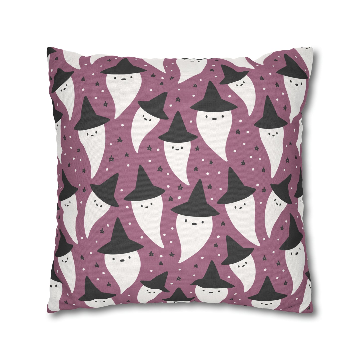 Whimsical Pillowcase, Spooky Ghosts Halloween Purple Pillow Cover, Square Accent Pillow Case - HolidayShoppingFinds
