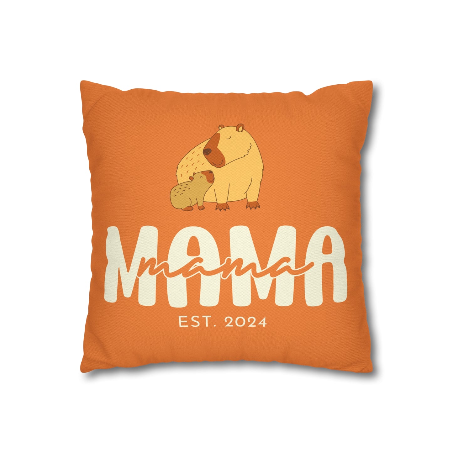 Personalized Mama Capybara Pillowcase Orange, Gift For Mom - HolidayShoppingFinds