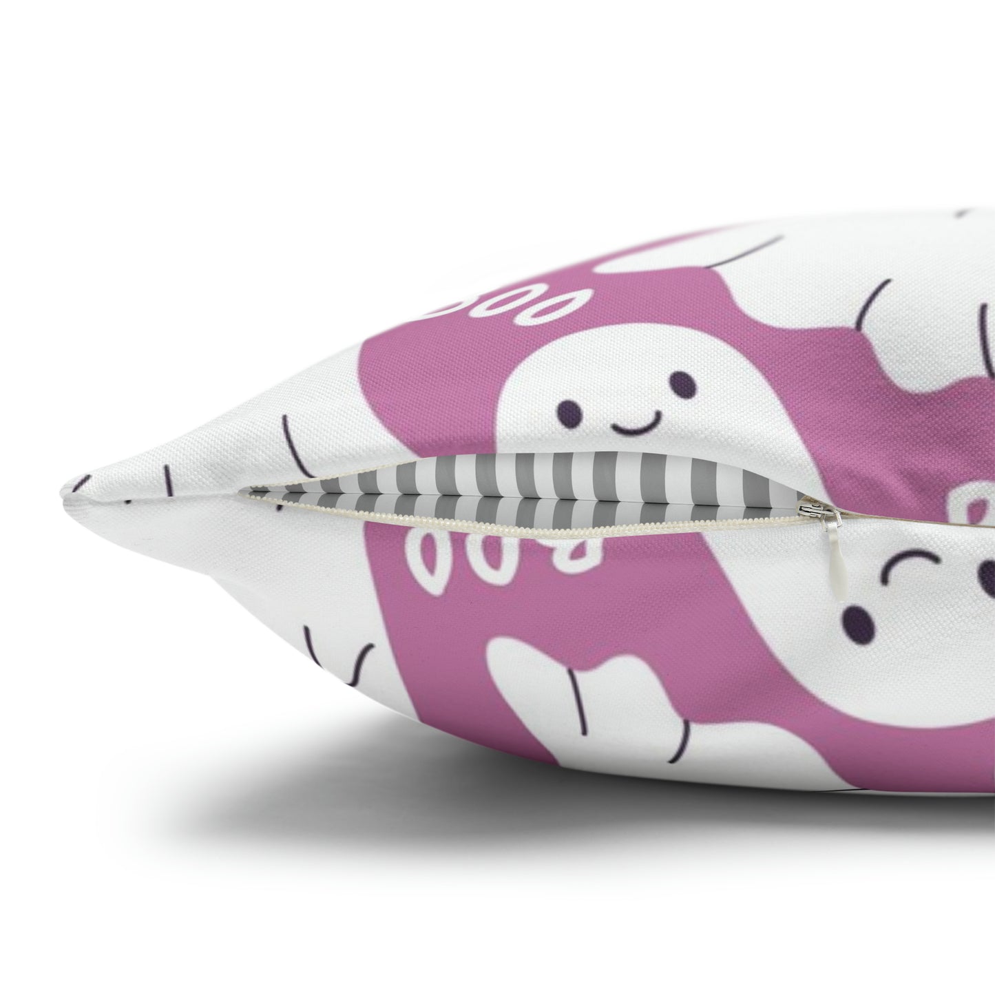 BOO Ghost Decorative Pillowcase Halloween Spooky Ghost Pillow Cover, Pink Square Pillow, 2-Sided Pillow Cover - HolidayShoppingFinds