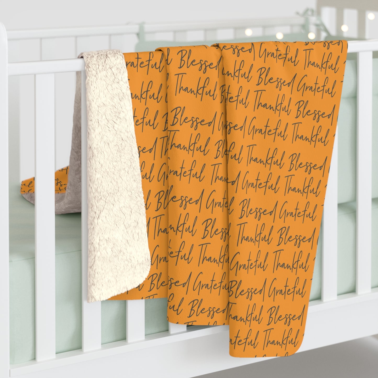 Thankful Blessed Grateful Sherpa Fleece Blanket, Fall Throw Blanket - HolidayShoppingFinds