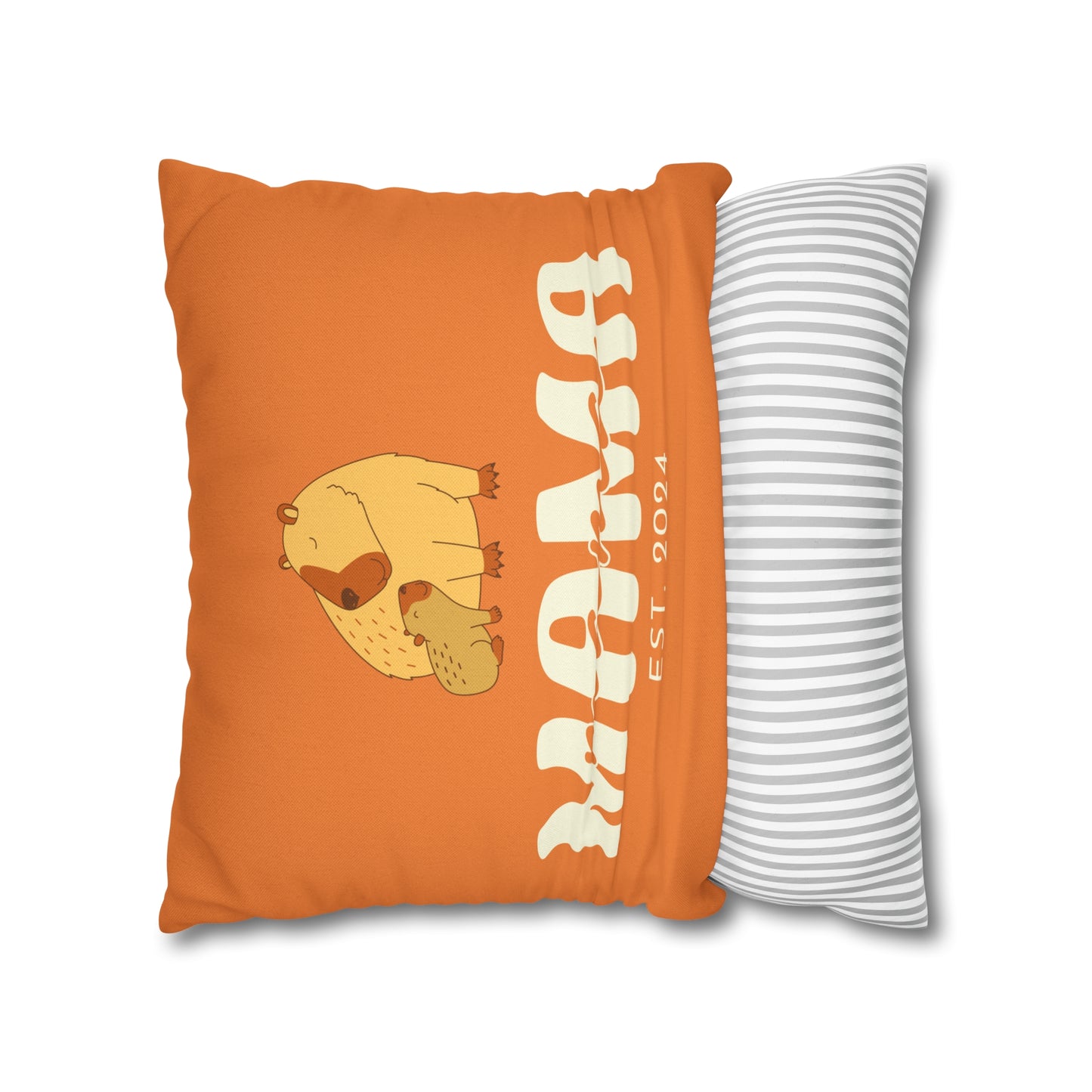 Personalized Mama Capybara Pillowcase Orange, Gift For Mom - HolidayShoppingFinds