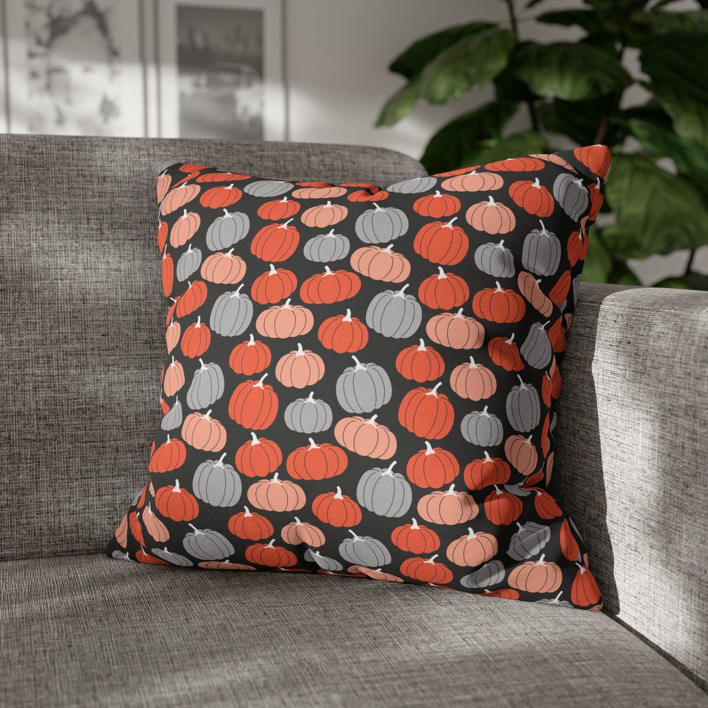 Pumpkins Square Pillow Case Throw Cover, Fall Accent Pillow 20" × 20" - HolidayShoppingFinds