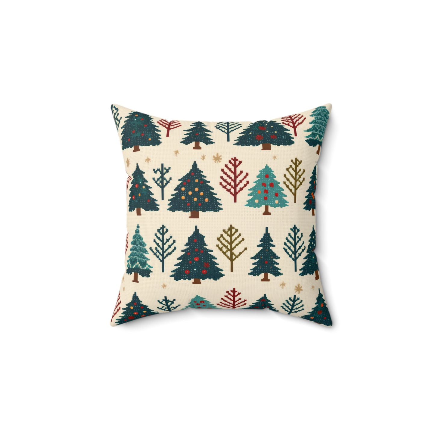 Christmas Trees Pillow, Winter Pines Holiday Accent Pillow, Holiday Gift (Insert Included) 14" × 14" - HolidayShoppingFinds